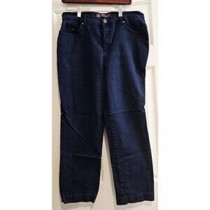 Gloria Vanderbilt Amanda Jeans Size 12 Navy Blue High Rise Tapered Mom Fit Short